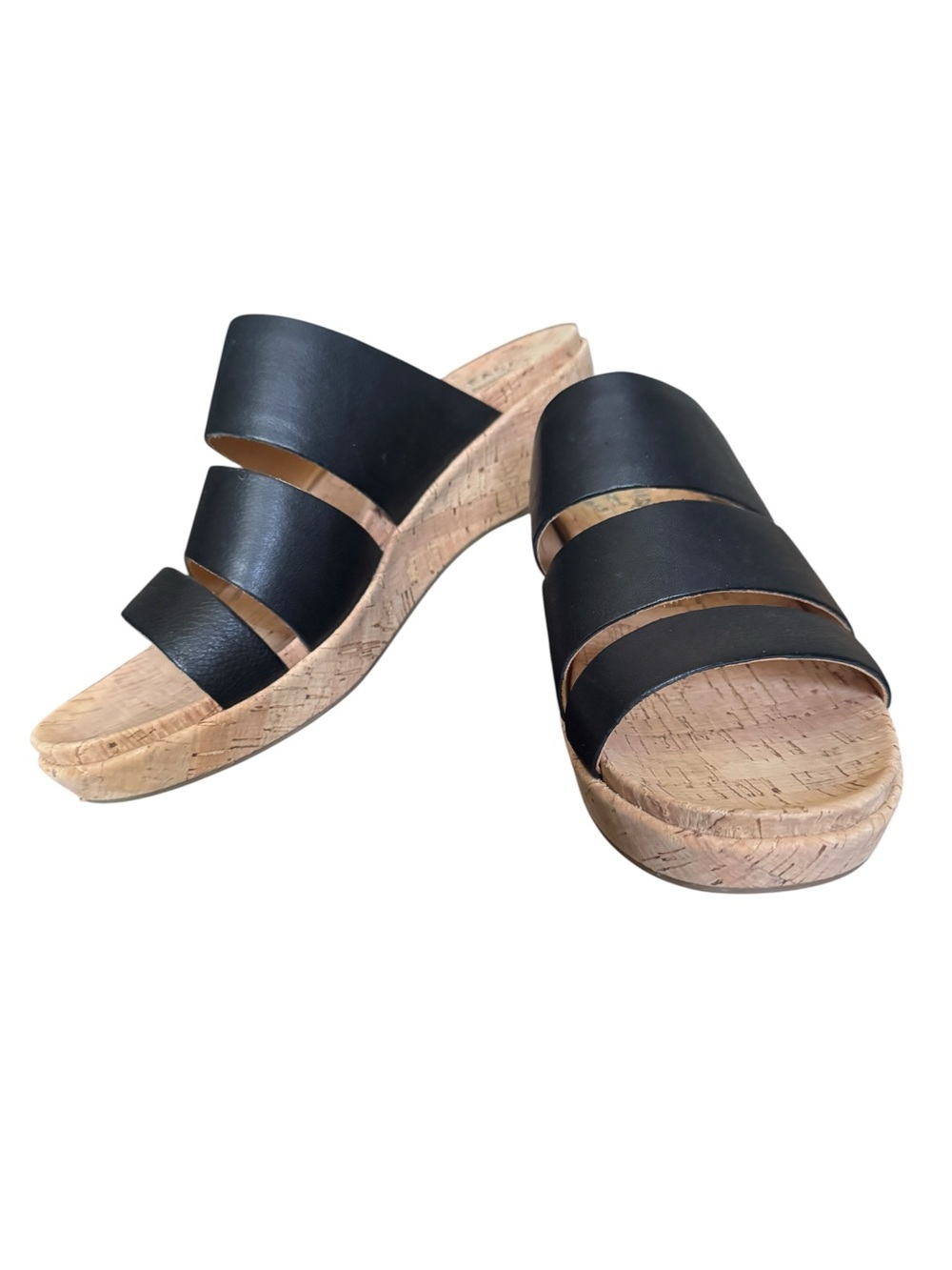 Kork-Ease Black Leather Menzie Slide Sandals